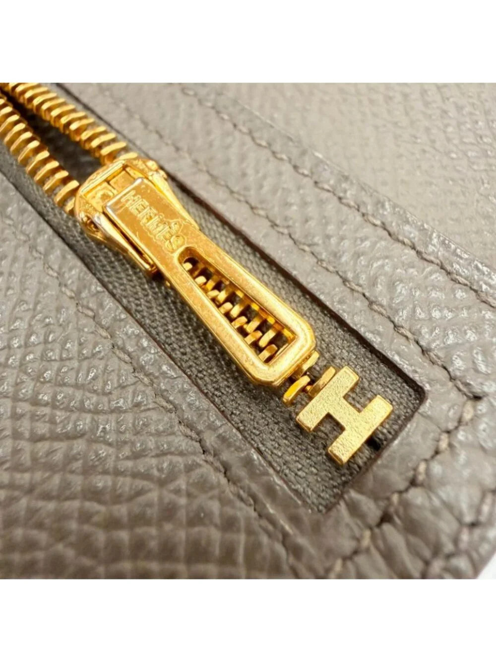Hermes Bearn Soufflet Veau Epsom Taupe Gold Wallet